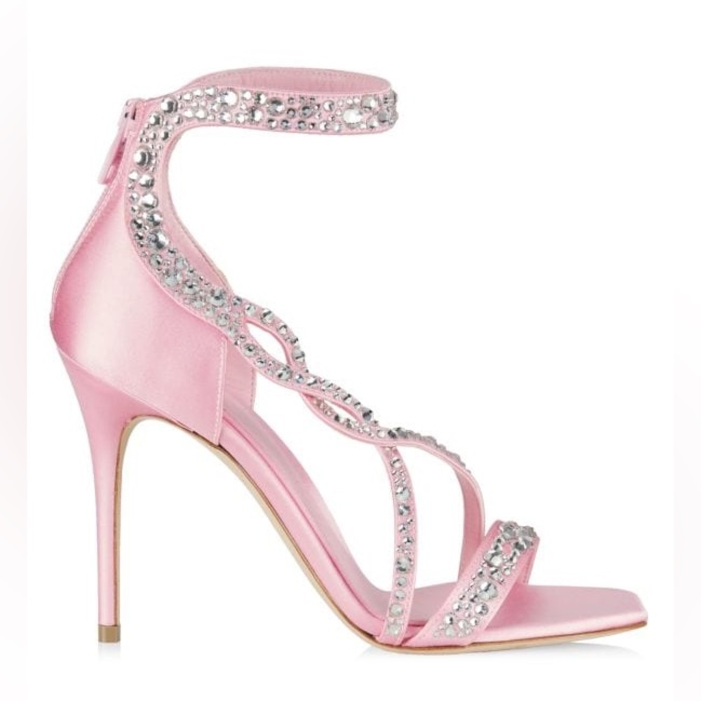 ALEXANDER MCQUEEN Crystal-Embellished Satin High-Heel Sandals 38.5